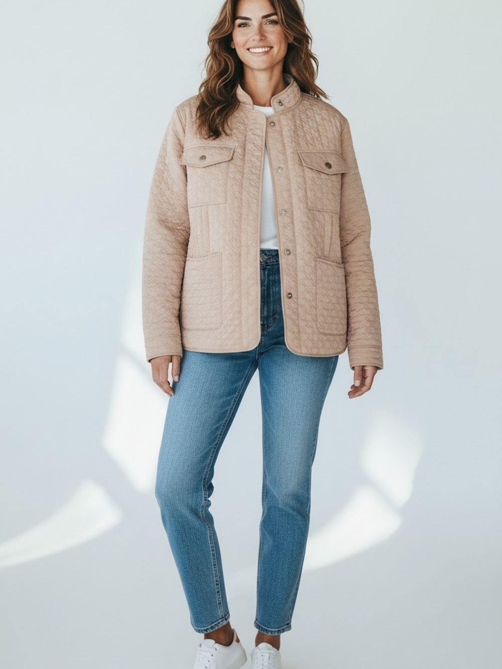 GALLERY Quilted Tan Utility Jacket. XL